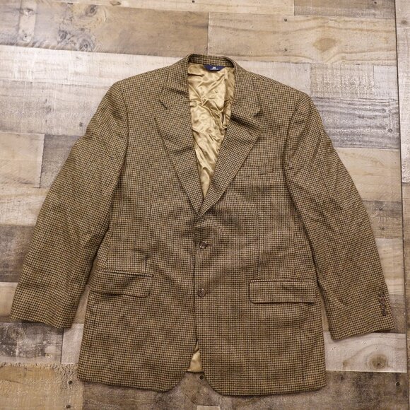 Brooks Brothers 346 Lambswool Blazer Men’s 42R Brown Houndstooth Made in Poland - Picture 1 of 13